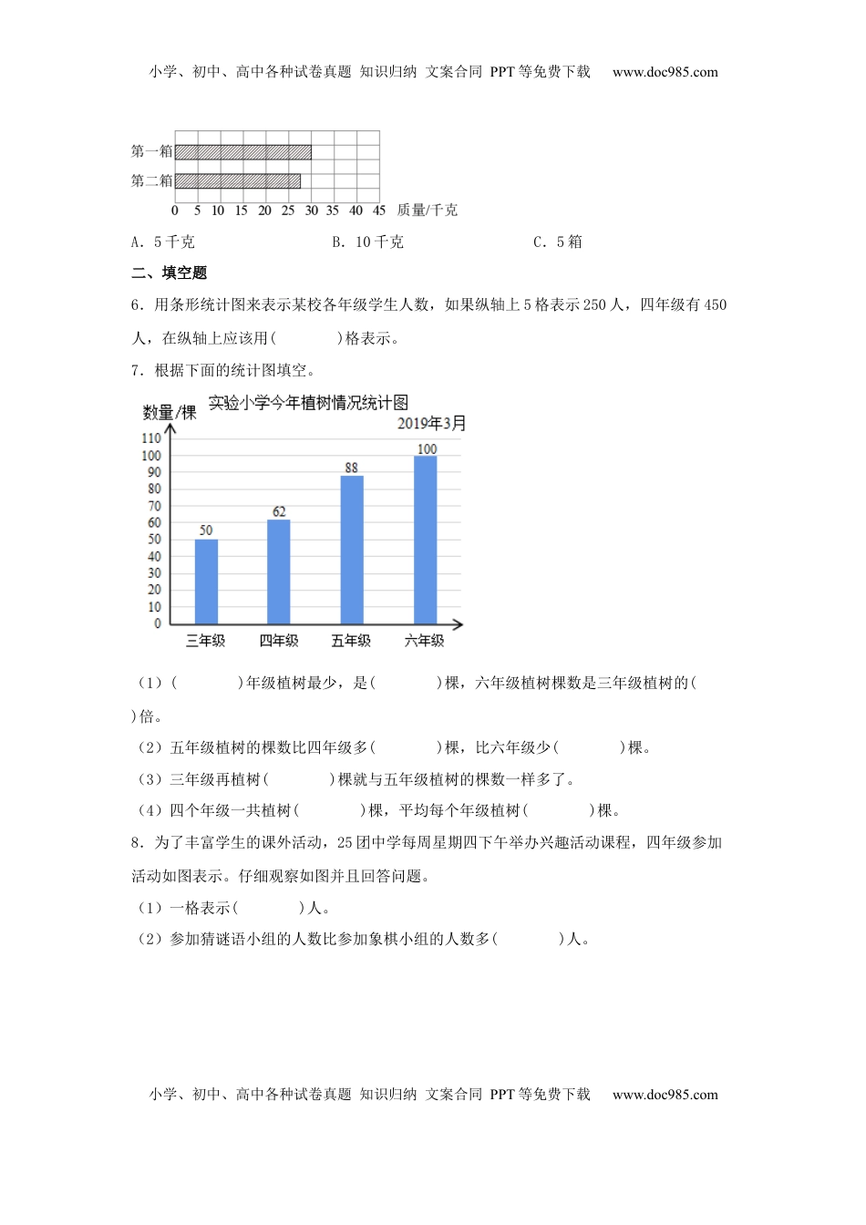 【分层作业】4.1 统计表和条形统计图（同步练习） 四年级上册数学同步课时练 （苏教版，含答案）.docx