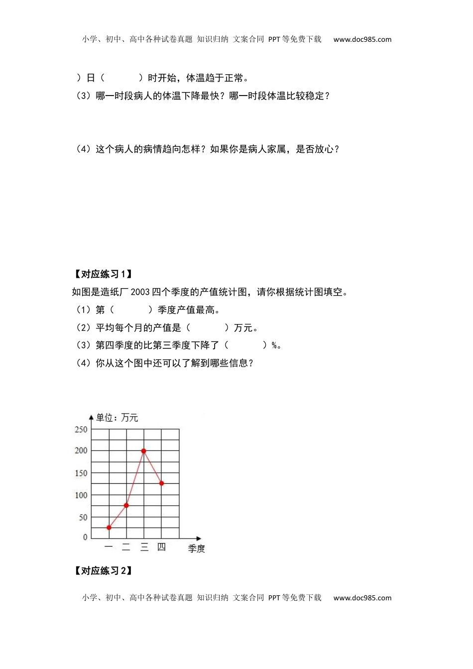 【典型例题系列】五年级数学下册典型例题系列之第二单元折线统计图（原卷版）苏教版.docx