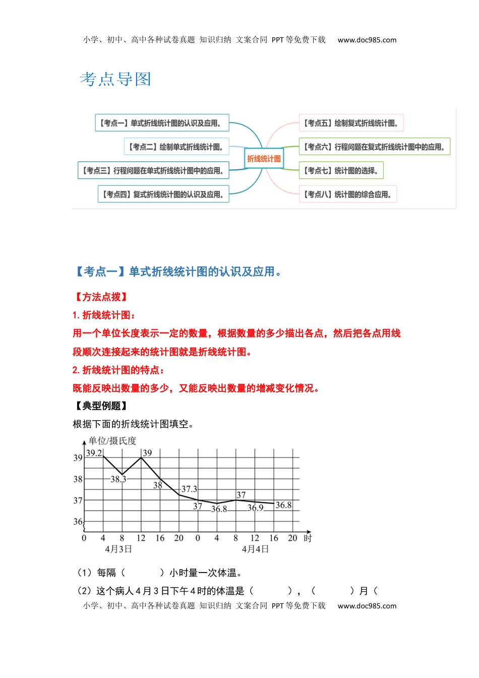 【典型例题系列】五年级数学下册典型例题系列之第二单元折线统计图（解析版）苏教版.docx