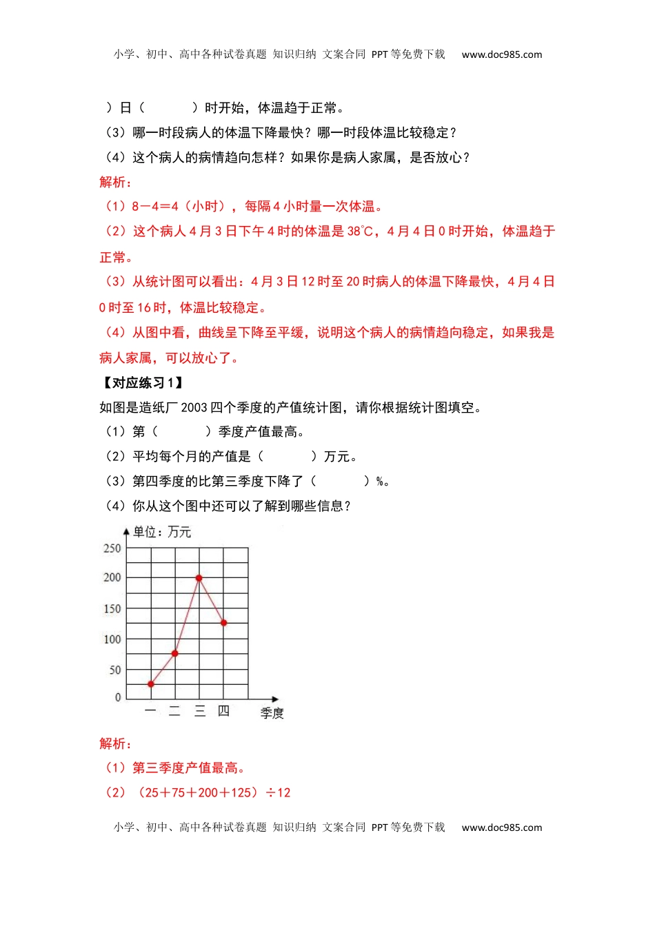 【典型例题系列】五年级数学下册典型例题系列之第二单元折线统计图（解析版）苏教版.docx