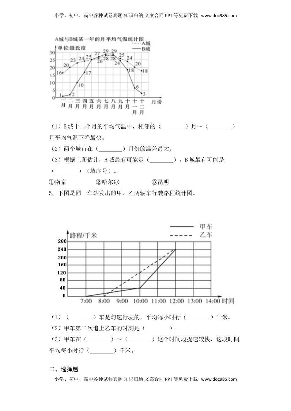 【基础+拔高】2.2复式折线统计图五年级下册数学一课一练苏教版（含答案）.doc