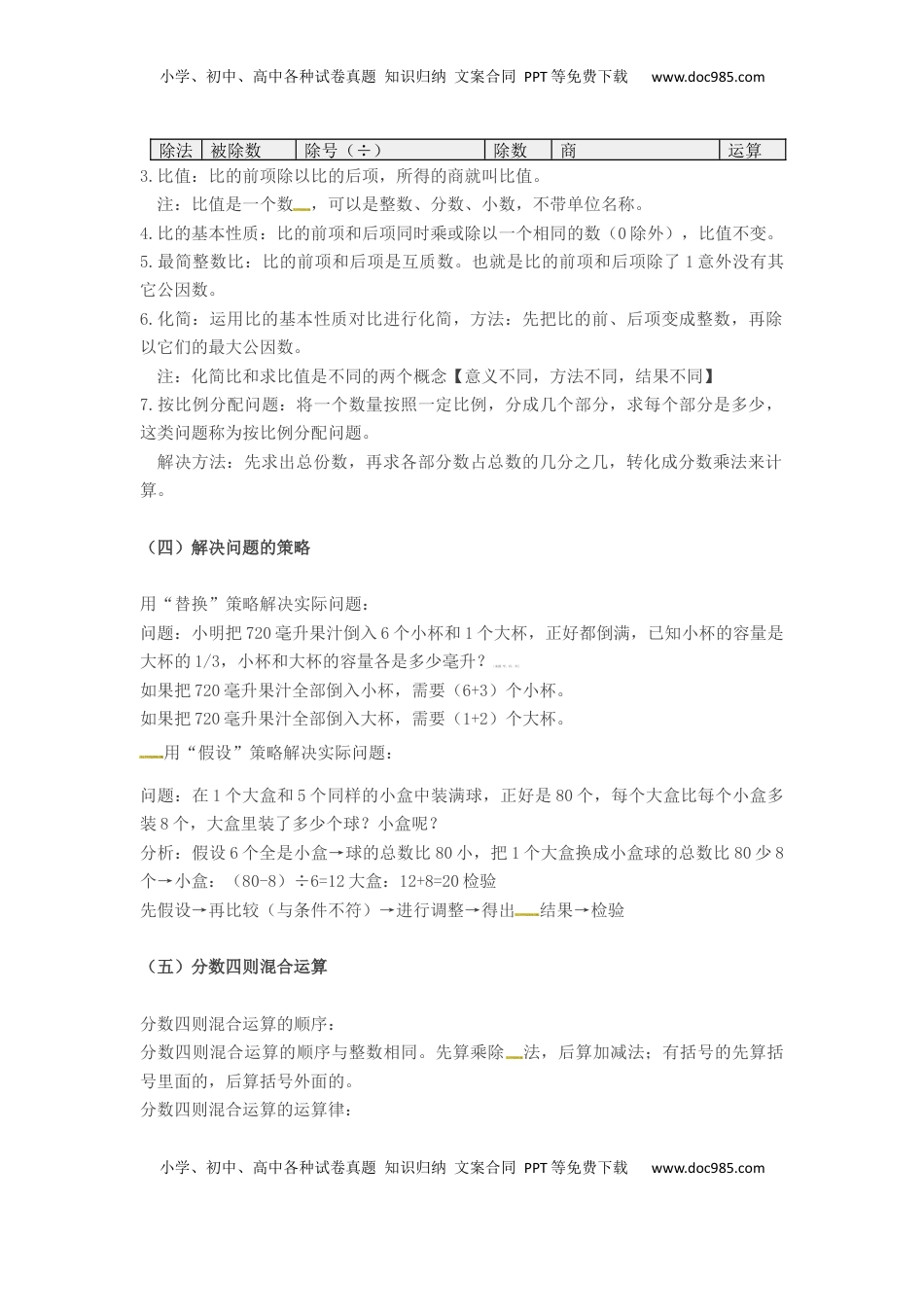 六年级上册数学知识点汇总  苏教版.docx