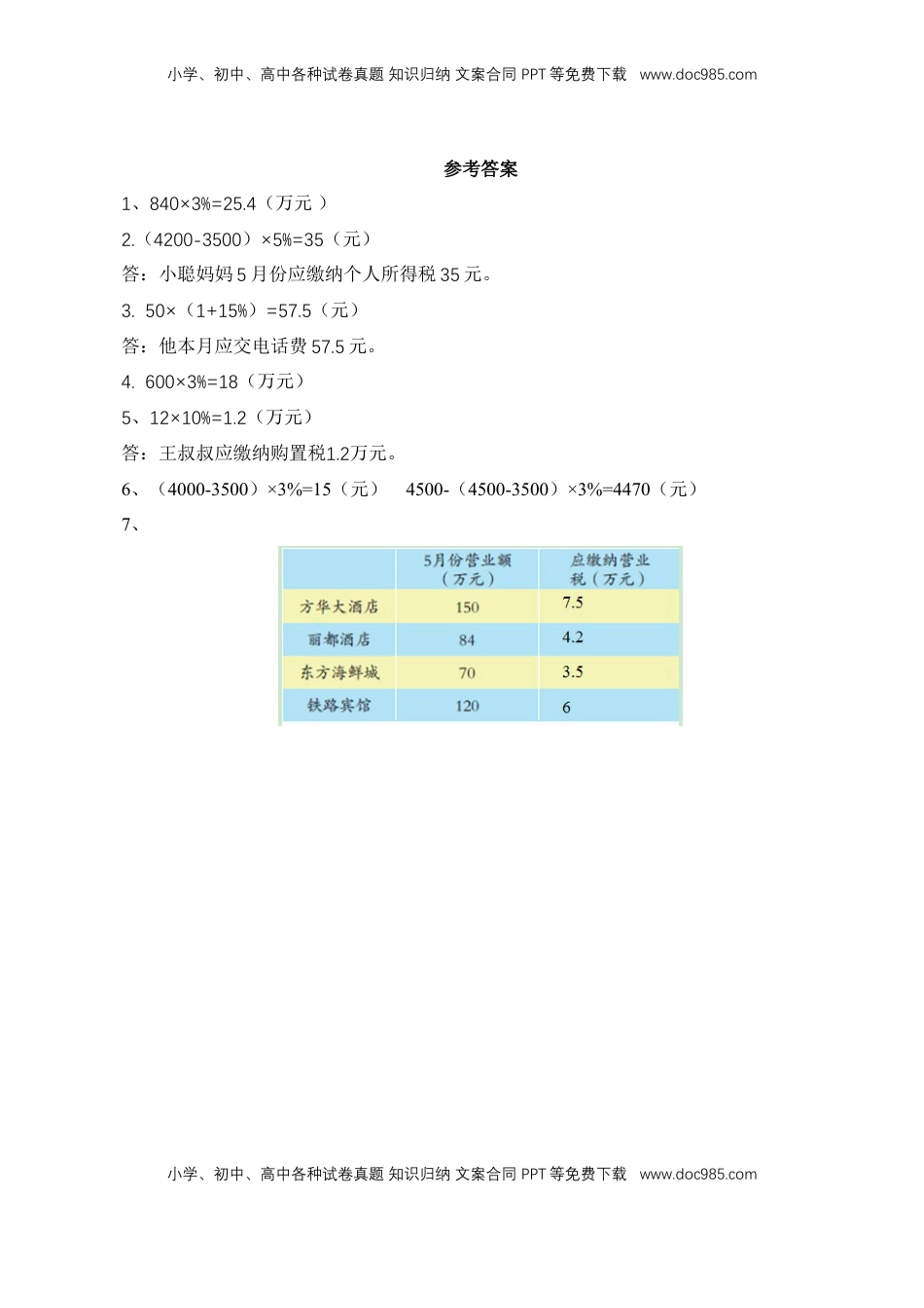 【基础&提升】小学数学六年级上册6.9纳税问题（含答案）苏教版.doc
