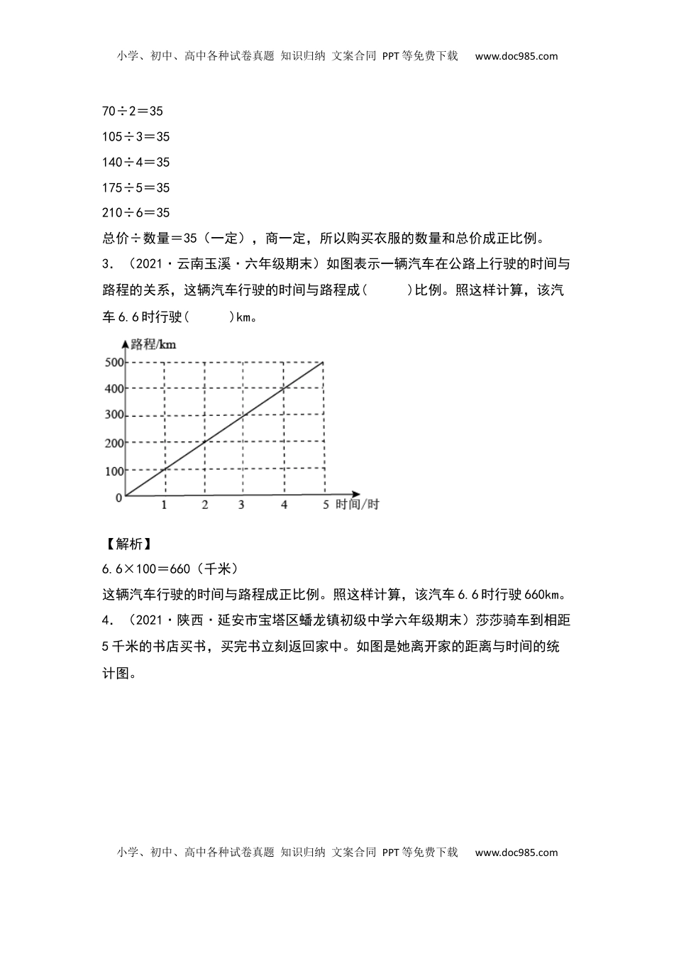 六年级数学下册典型例题系列之第六单元正比例和反比例在图表中的应用专项练习（解析版）苏教版.docx