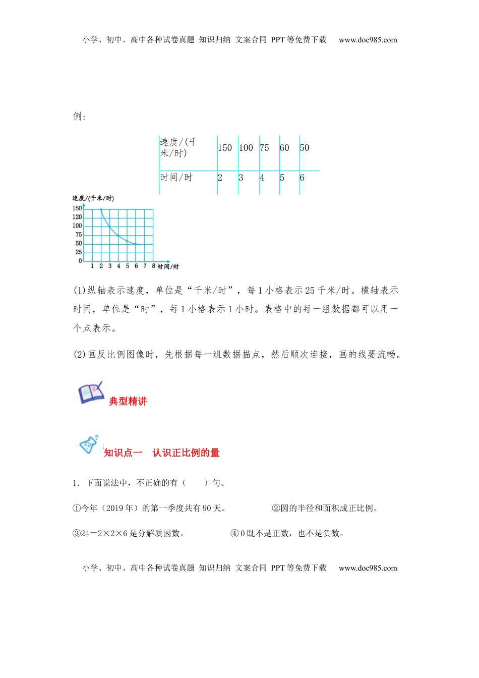 第06讲 正比例和反比例-六年级数学下册单元知识盘点+易错题专训（苏教版）.docx