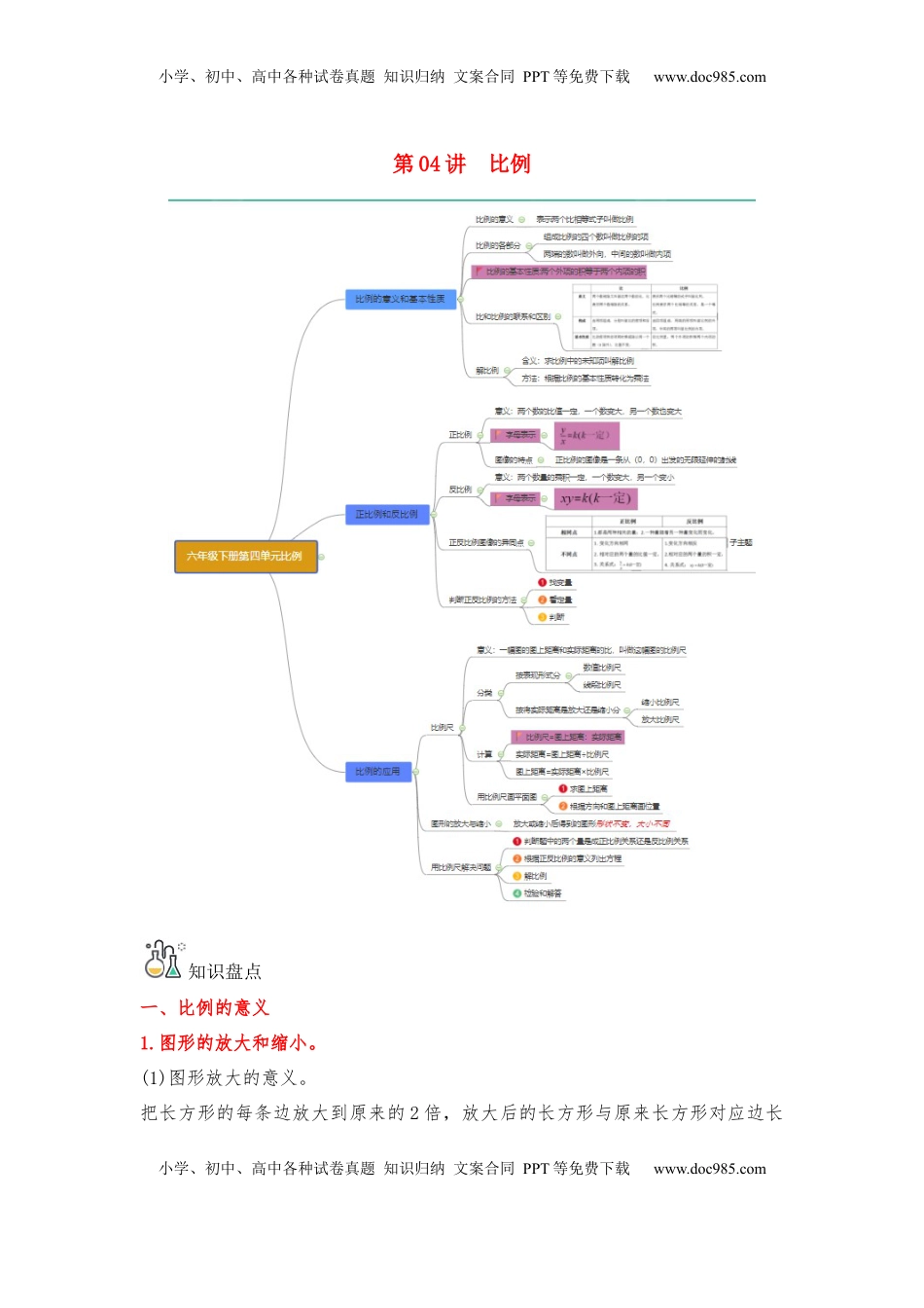 第04讲 比例-六年级数学下册单元知识盘点+易错题专训（苏教版）.docx