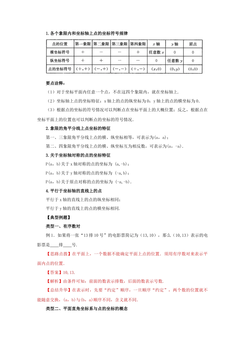 7.1 平面直角坐标系（基础巩固）-2020-2021学年七年级数学下册要点突破与同步训练（人教版）(27154907).doc