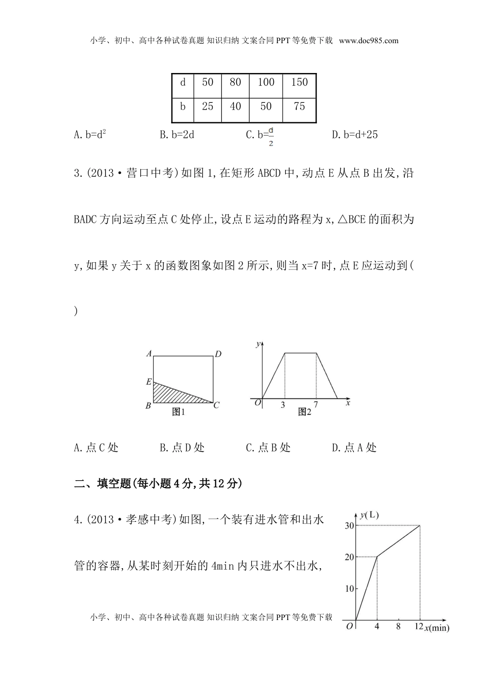 八年级数学下册知识点汇聚测试卷：函数的图象深入测试（含详解）(1).doc