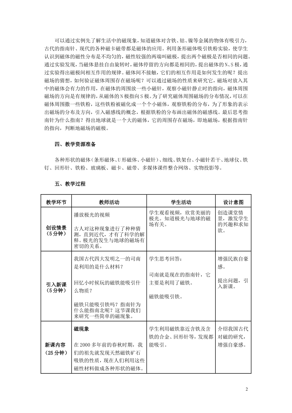 【名师备课】人教版九下物理20.1《磁现象　磁场》教学设计+同步测试.doc