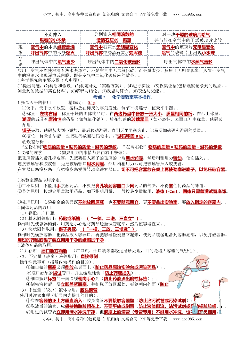 第一单元  走进化学世界-九年级化学上册单元复习知识清单（人教版）(1).docx