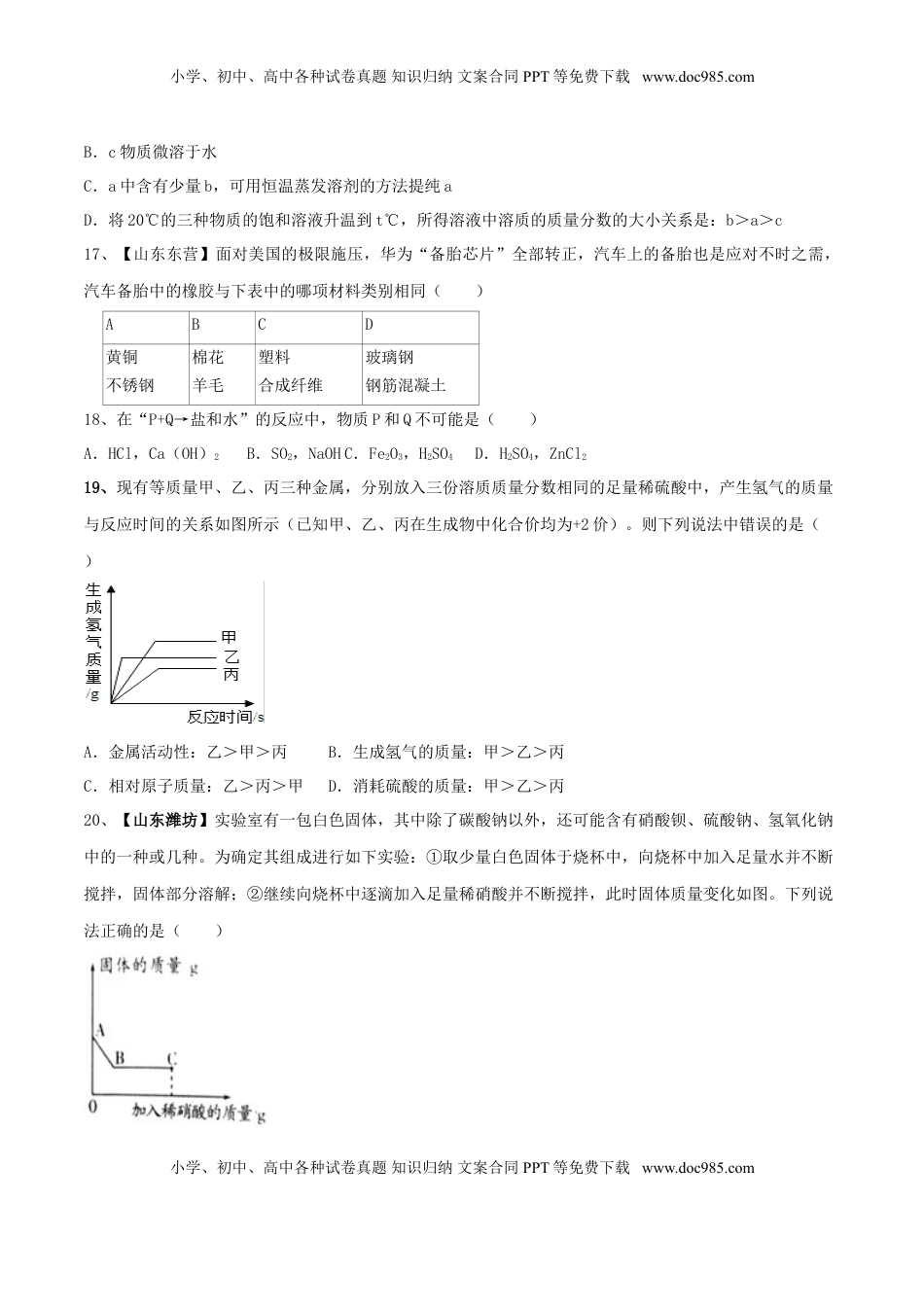 化学九年级下全册综合检测（一）（原卷版）(1).doc