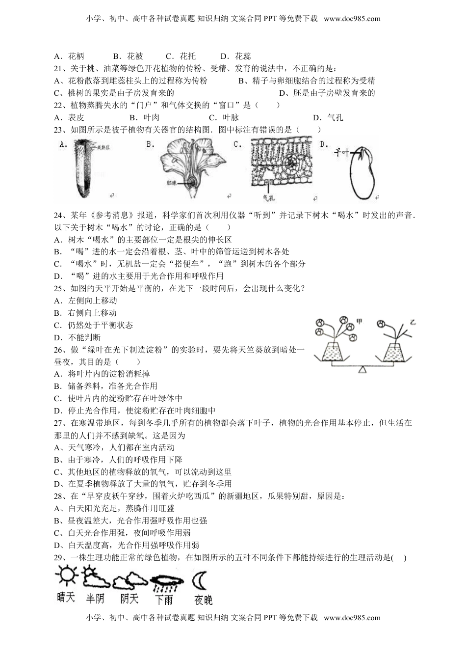 人教版初中生物学七年级上册期末测试题1(1).doc