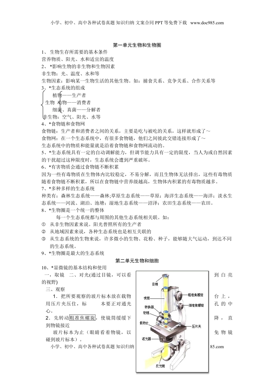 七年级生物上册复习资料(1).doc