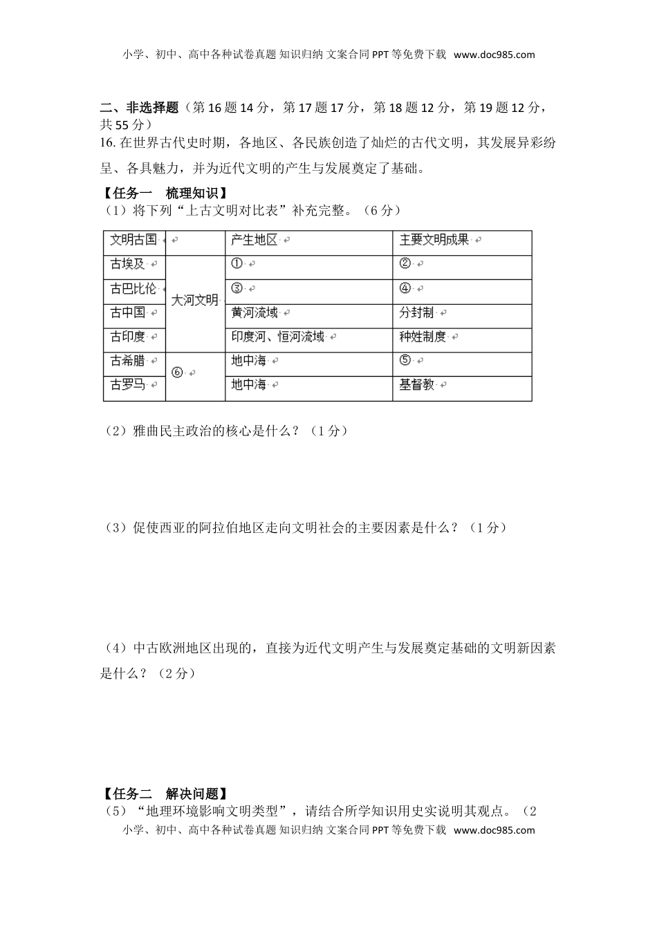 11. 人教版九年级历史上册 期中测试模拟卷(1).doc