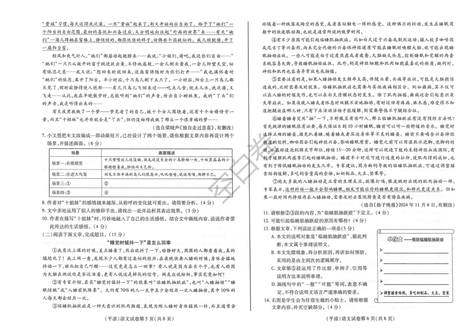 2025年甘肃省平凉市中考语文真题.pdf