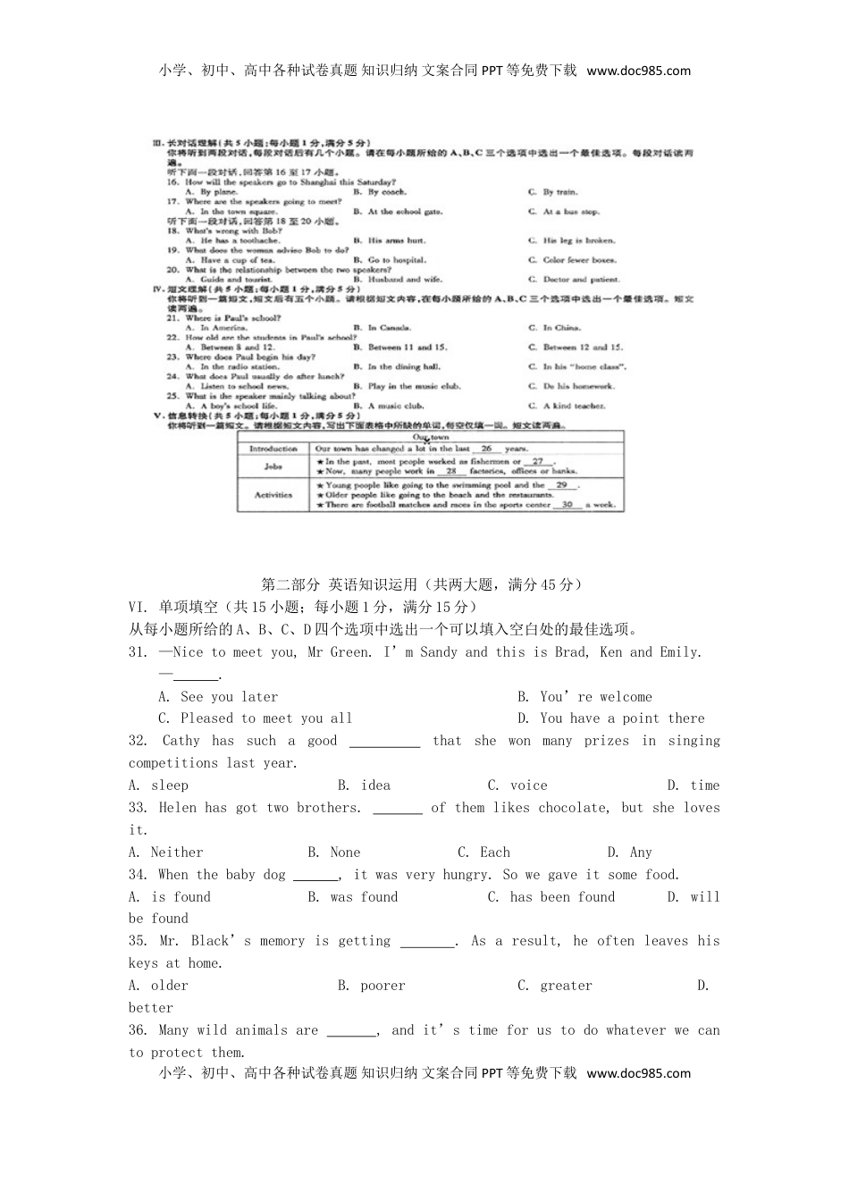 安徽省2016年中考英语真题试题（含答案）.doc