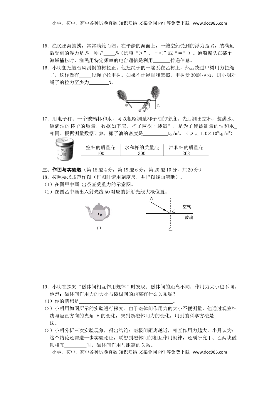 海南省2019年中考物理真题试题.doc