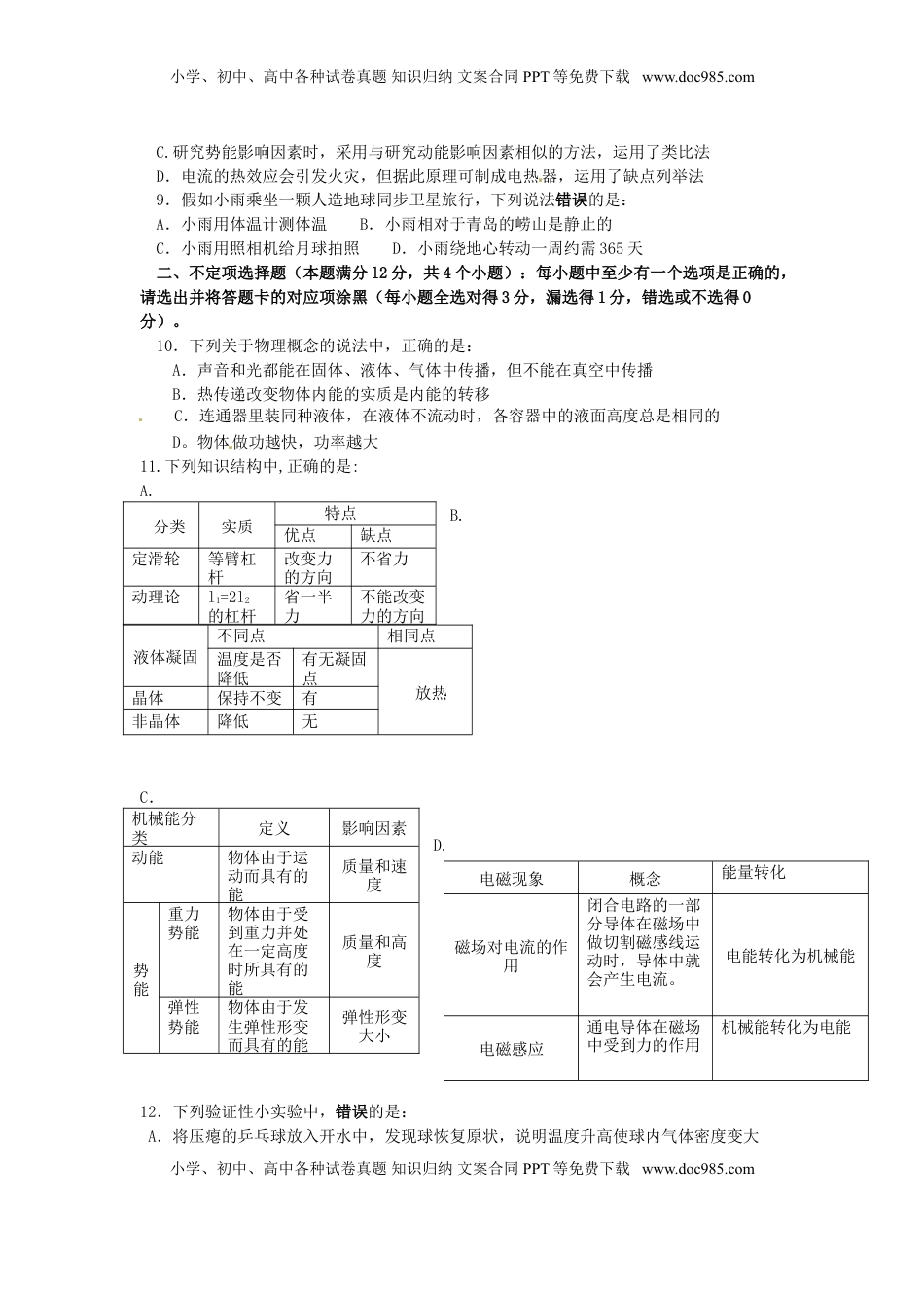 山东省青岛市2015年中考物理真题试题（含扫描答案）.doc