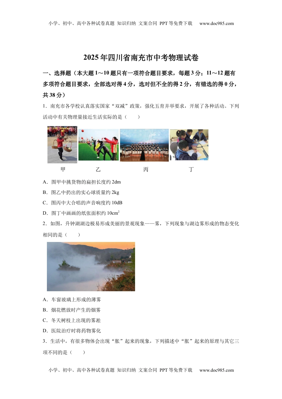 2025年四川省南充市中考物理试题.docx