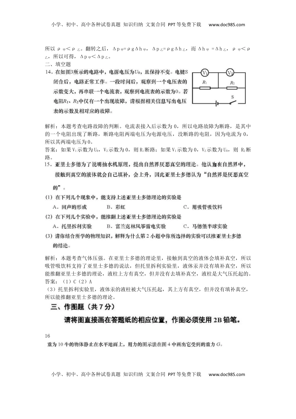 上海市2019年中考物理真题试题（含解析）.docx