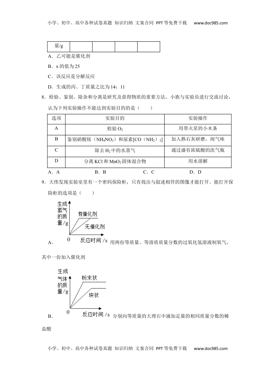 2022年湖北省鄂州市中考化学真题及答案.docx