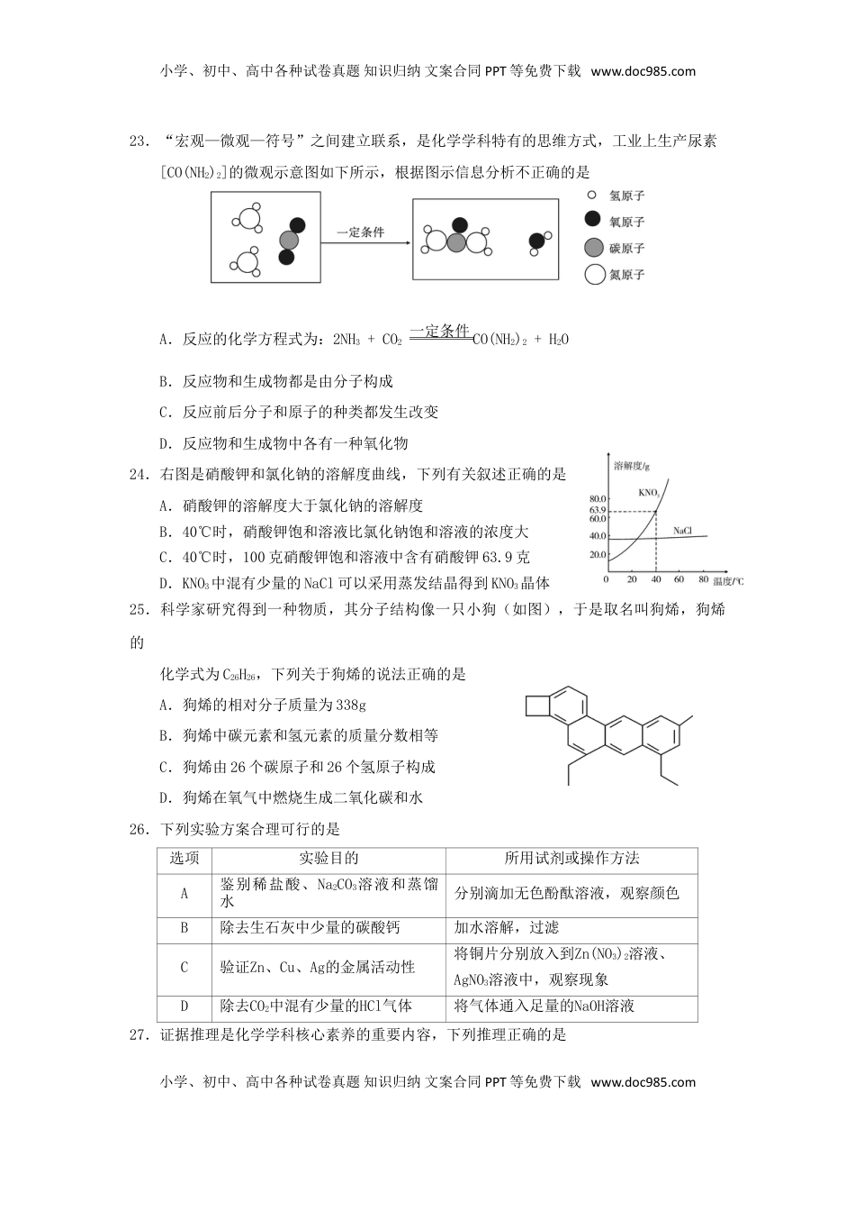 四川省乐山市2019年中考化学真题试题.doc