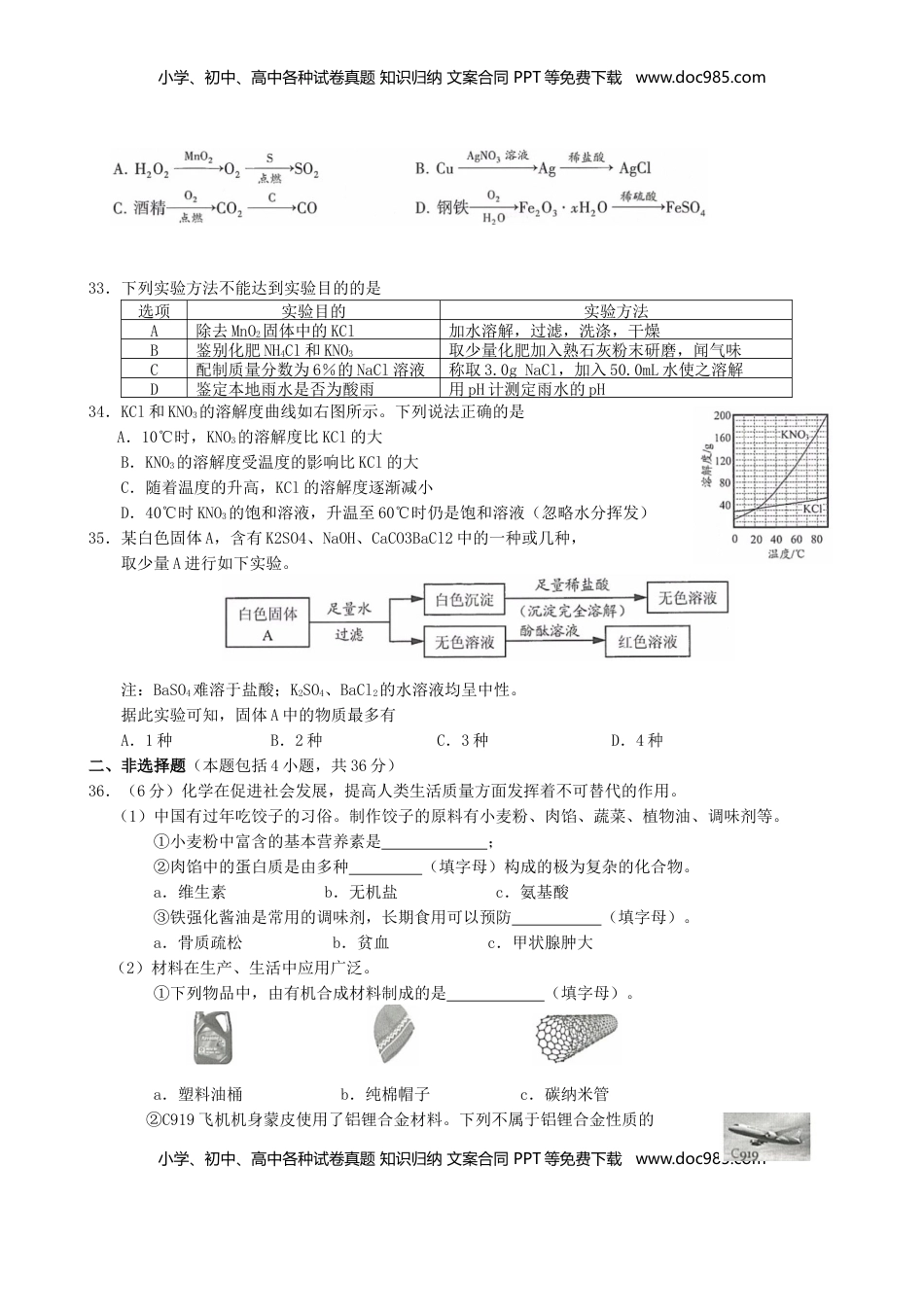 江苏省连云港市2019年中考化学真题试题.doc