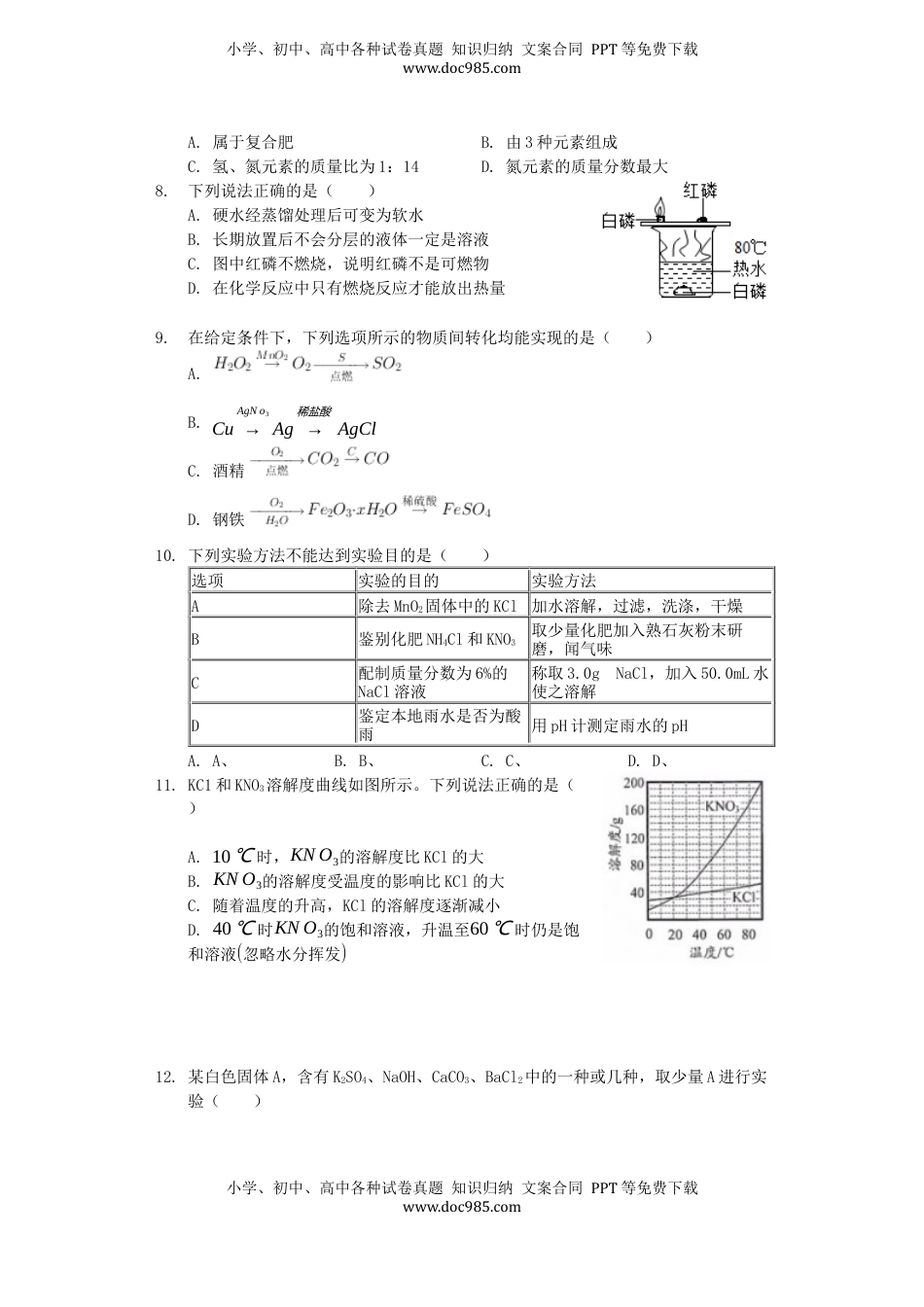 江苏省连云港市2019年中考化学真题试题（含解析）.docx