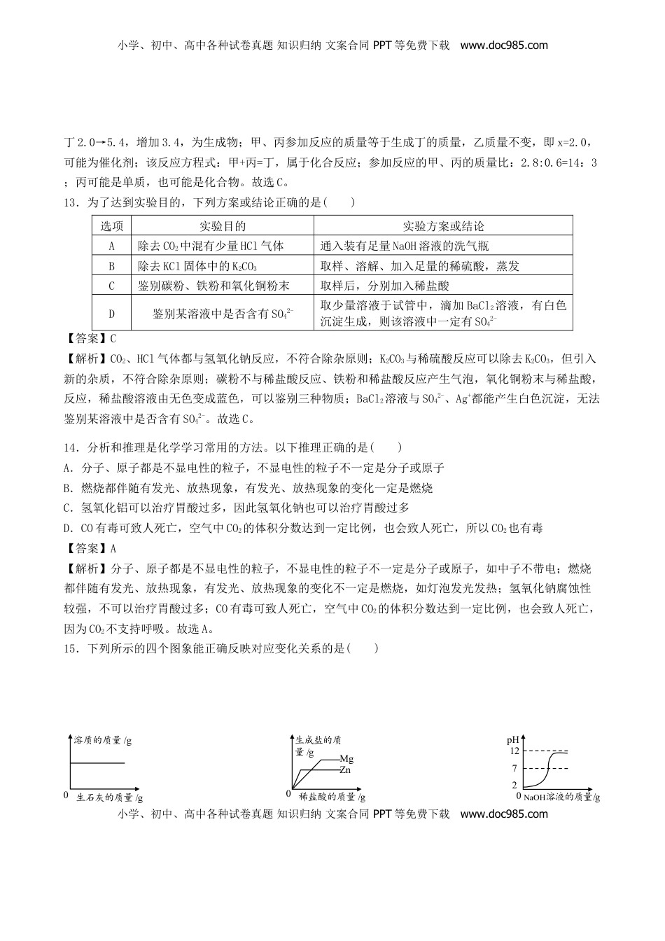 湖北省随州市2019年中考化学真题试题（含解析）.doc