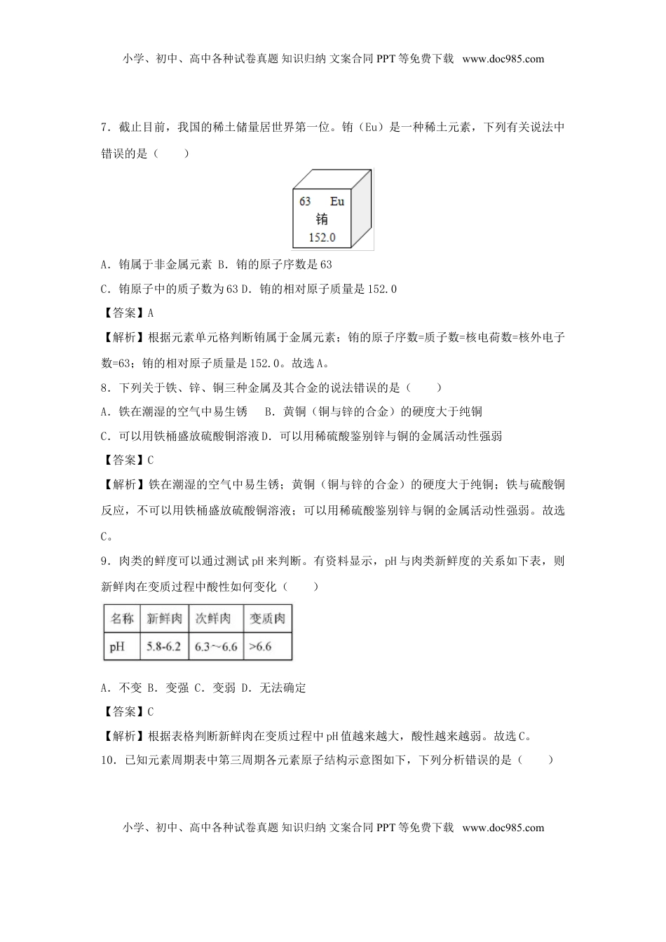 四川省自贡市2018年中考化学真题试题（含解析）.doc