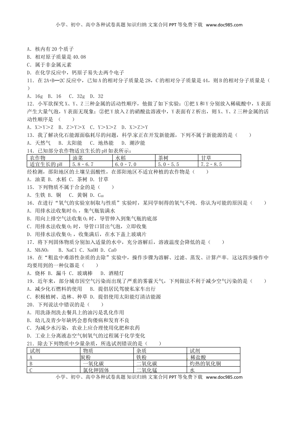 湖南省邵阳市2016年中考化学真题试题（含解析）.DOC