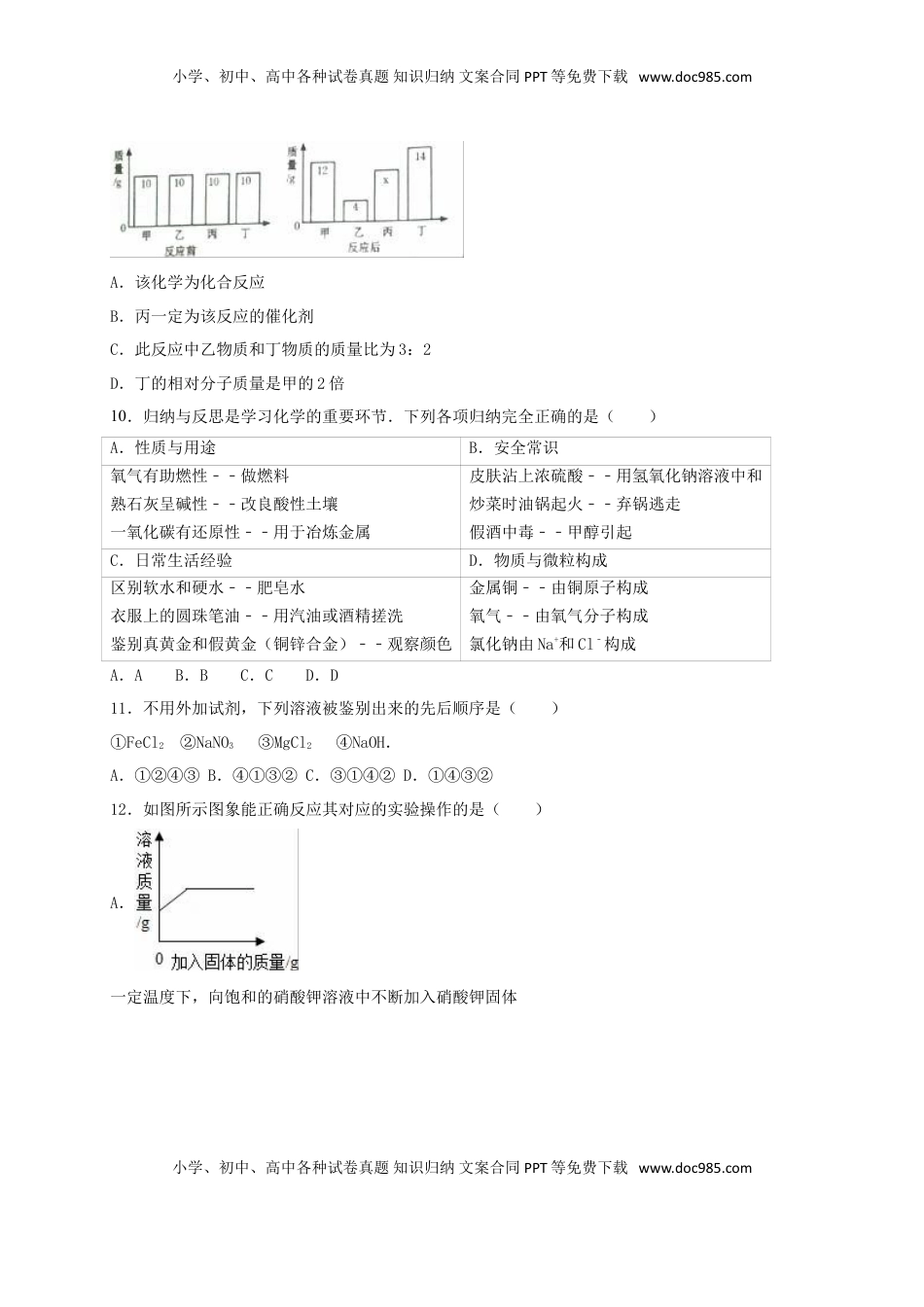 甘肃省天水市2016年中考化学真题试卷（含解析）.DOC