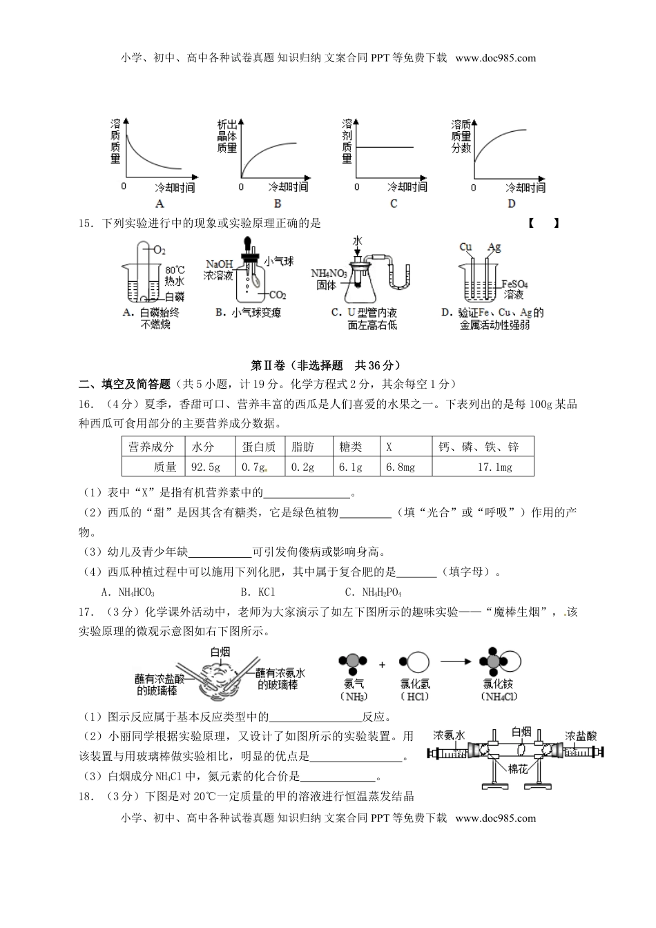 陕西省2015年中考化学真题试题（含答案）.doc