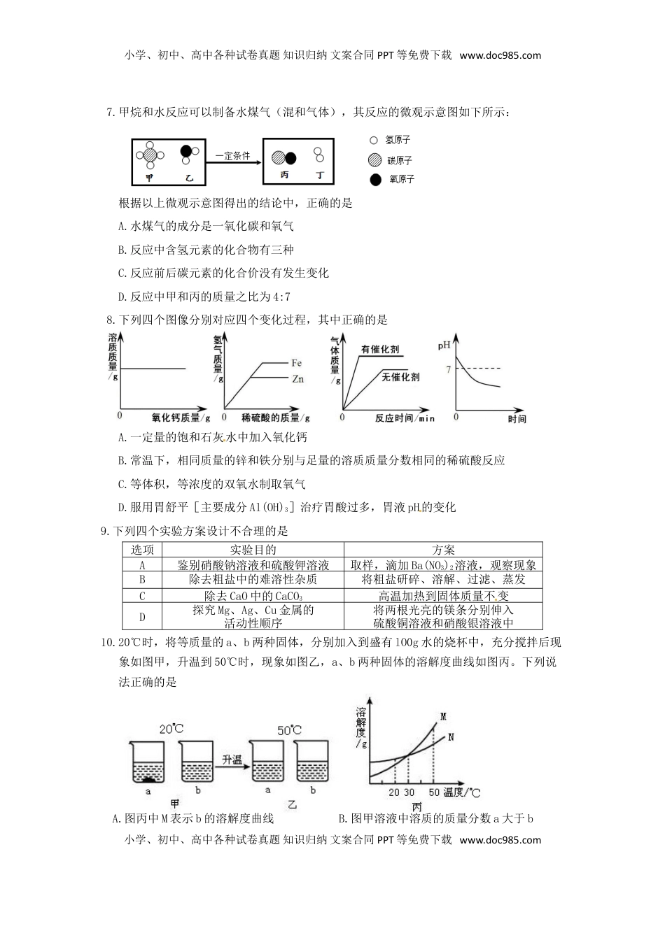 内蒙古呼和浩特市2015年中考化学真题试题（含答案）.doc