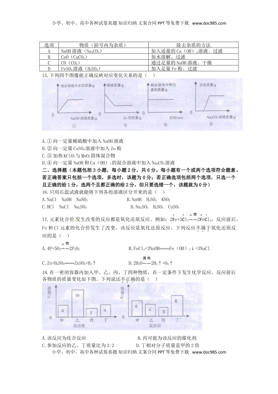 广东省佛山市2015年中考化学真题试题（含答案）.doc