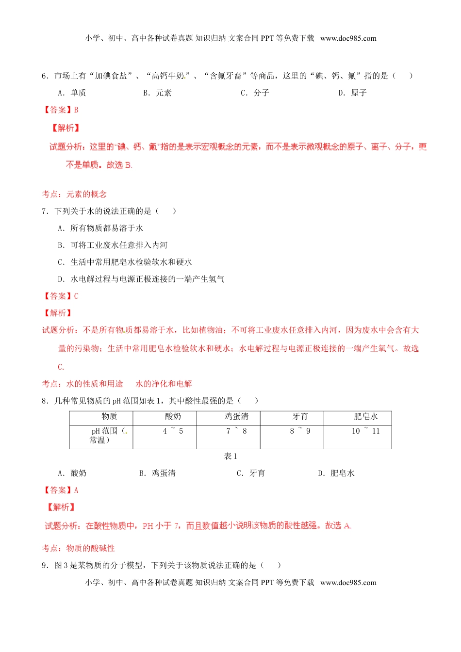 福建省福州市2015年中考化学真题试题（含解析）.doc