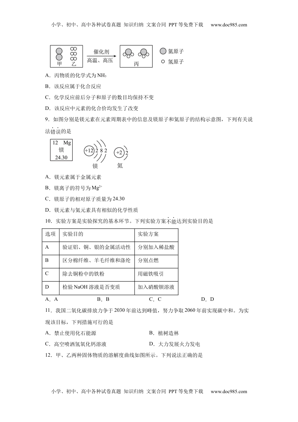 2025年四川省眉山市中考化学真题.docx
