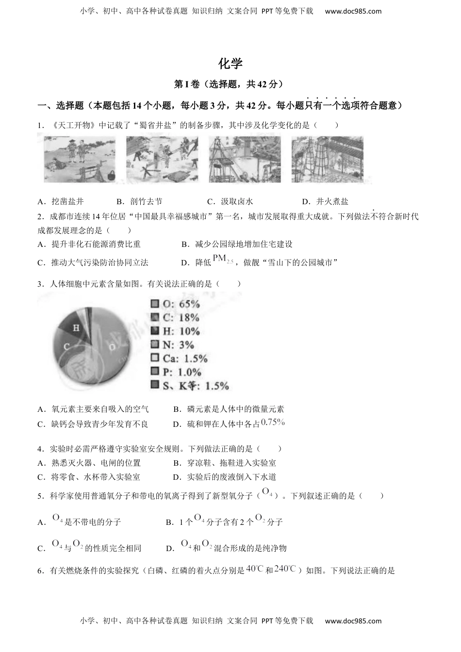 2023年四川省成都市中考化学真题.docx