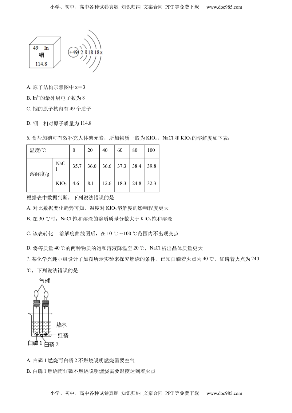精品解析：2022年四川省绵阳市中考化学真题（原卷版）.docx