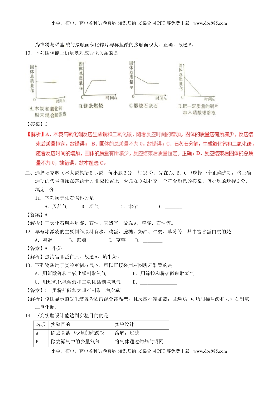 江西省2017年中考化学真题试题（含解析）.DOC