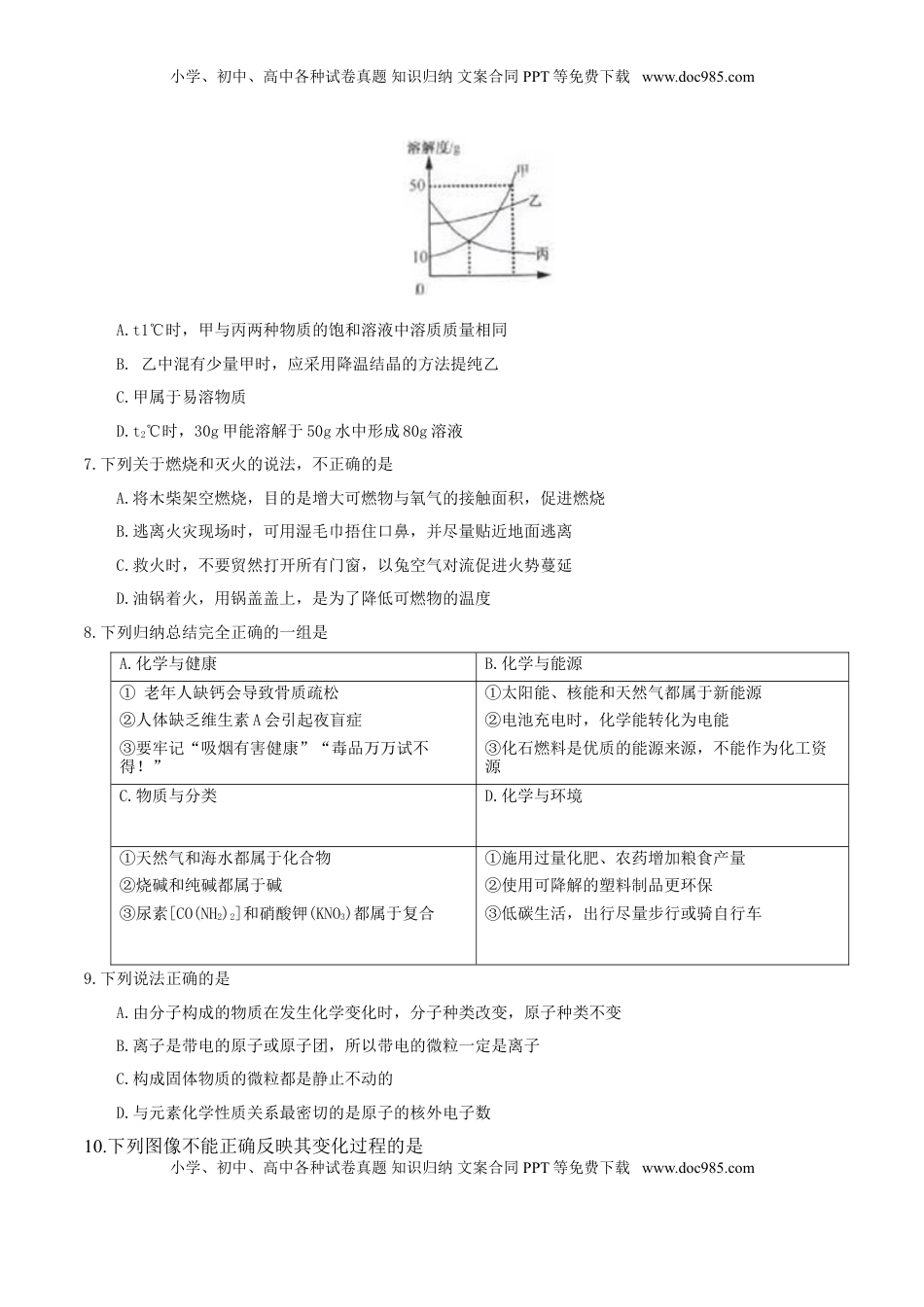 江苏省宿迁市2017年中考化学真题试题（含答案）.DOC