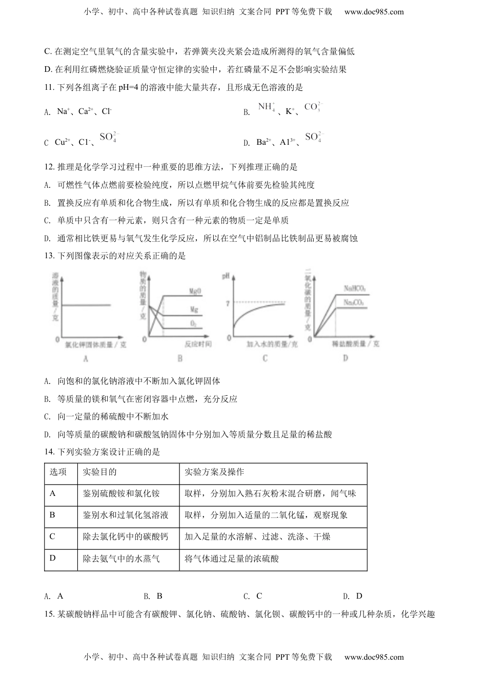 精品解析：2022年黑龙江省齐齐哈尔市中考化学真题（原卷版）.docx