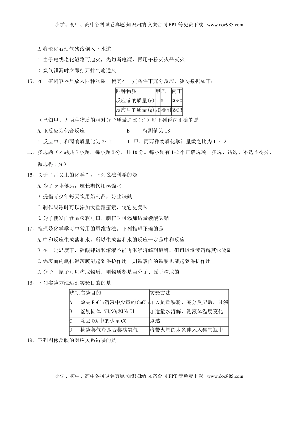 黑龙江省龙东地区2017年中考化学真题试题（含答案）.DOC