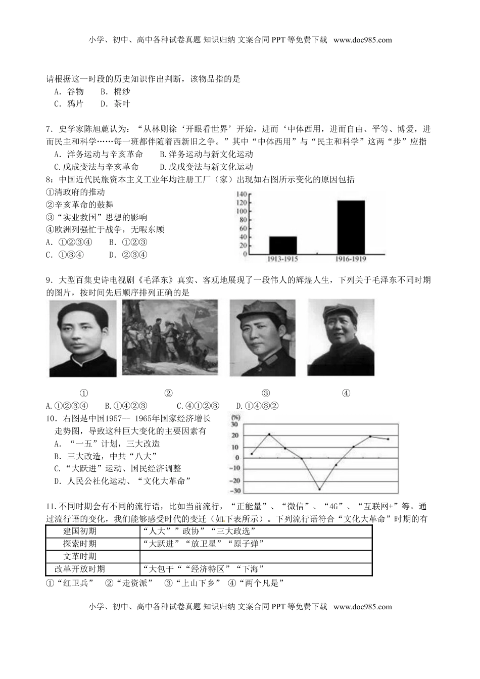 江苏省苏州市2016年中考历史真题试题（含扫描答案）.doc