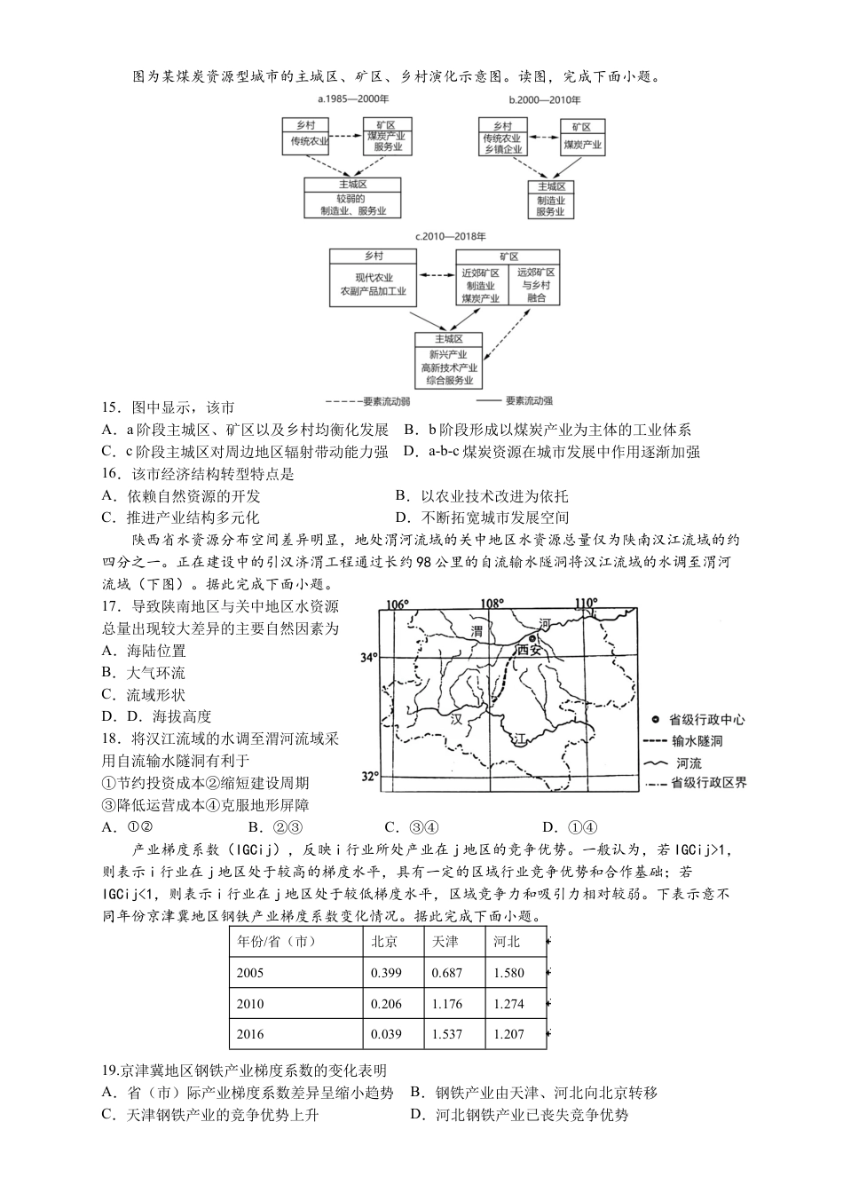 高中地理选修2选择性必修二 期末综合训练 高二地理人教版（2019）选择性必修2.docx