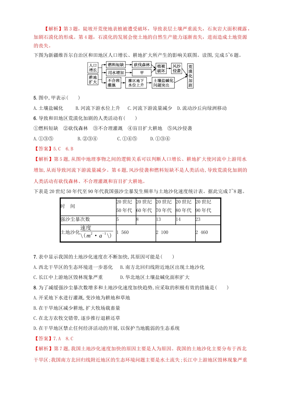 高中地理选修2【新教材精创】2.2生态脆弱区的综合治理 同步训练 解析版.docx