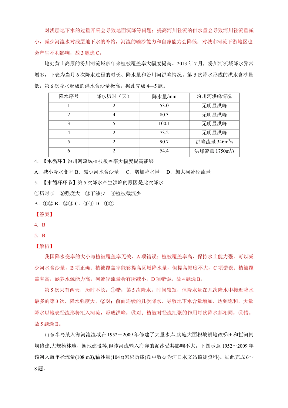 必修1高中地理【新教材精创】3.1 水循环练习（1）（解析版）.docx