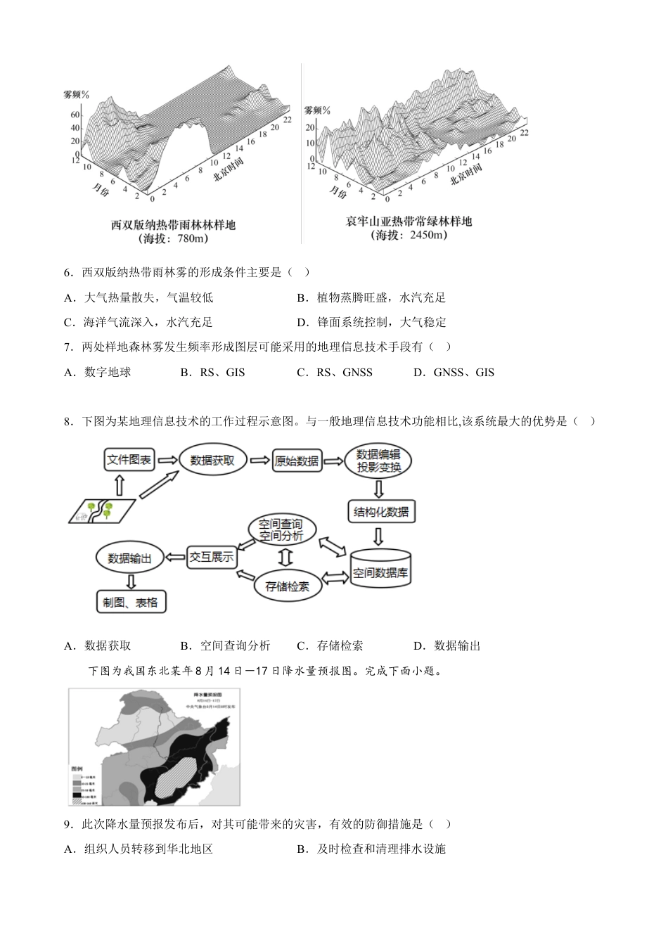 必修1高中地理第六章 自然灾害 单元训练卷-2022-2023学年高一上学期地理人教版（2019）必修第一册.docx