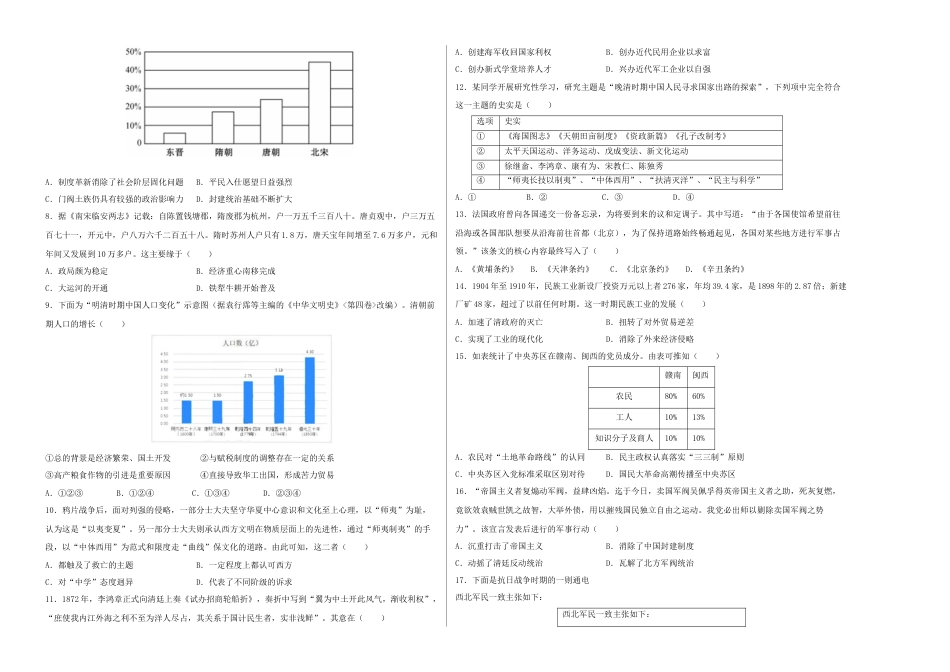 高中历史必修上 高一历史期末模拟卷02（考试版A3）【测试范围：中外历史纲要上全册】.docx