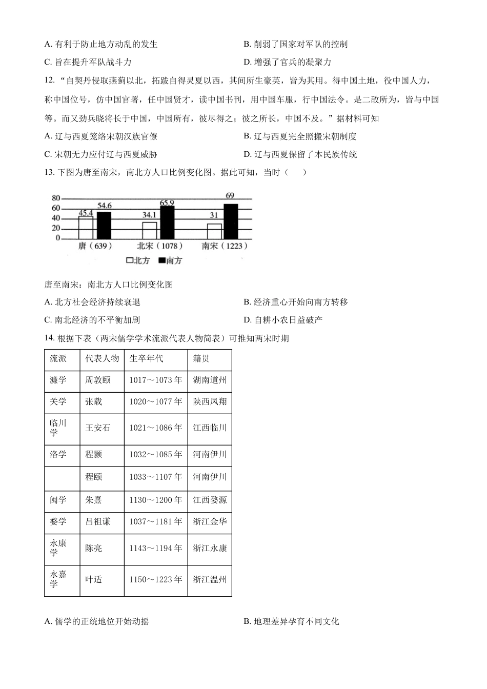 高中历史必修上 2022-2023学年高一上学期期中模拟历史试题（原卷版）.docx